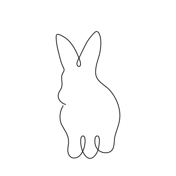 Rabbit One Line Art Hand Drawn Bunny Continuous Contour Animal — Vetor de Stock