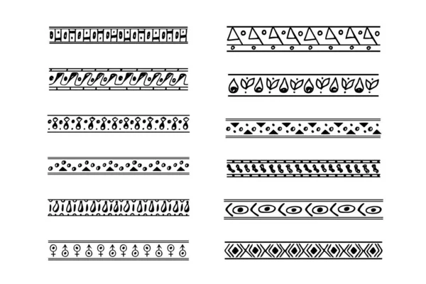 Doodle Dividers Set Hand Drawn Ethnic Separators Borders Welts Boho — Vector de stock