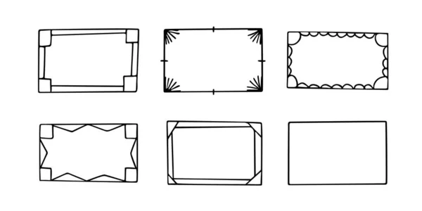 Doodle Frames Set Hand Drawn Monograms Edgings Cadres Simple Sketchy — Διανυσματικό Αρχείο