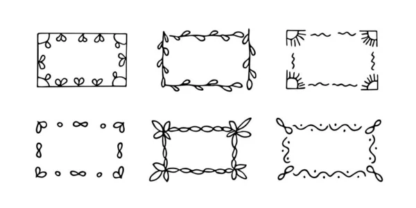 Doodle Frames Set Hand Drawn Monograms Edgings Cadres Simple Sketchy — Archivo Imágenes Vectoriales
