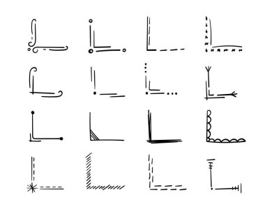 Corners hand-drawn set.Decorative monograms, calligraphic borders.Page design,vintage elements for text decor.Use for invitations,menus,labels,stickers,cards.Doodle style.