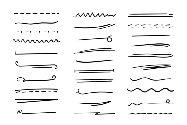Handmade Underlines Set Hand Drawn Dividers Separators Borders Collection Doodle — Wektor stockowy