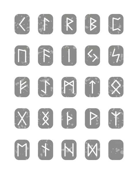 Stone Runes Set Rune Alphabet Futhark Writing Ancient Germans Scandinavians — стоковый вектор
