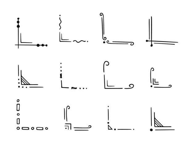 Corners Hand Drawn Set Decorative Monograms Calligraphic Borders Page Design — Vector de stock