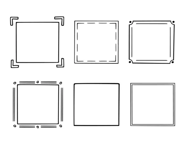 Doodle Frames Set Hand Drawn Monograms Edgings Cadres Simple Sketchy — Wektor stockowy