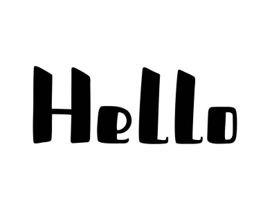 Hello handwritten word, lettering, calligraphy.Greetings symbol in doodle style, hand-drawn text. Use for template, poster, flyer, banner.Isolated Vector
