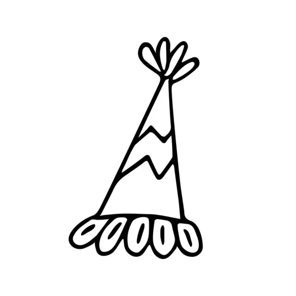 Handgezeichneter Neujahrsmütze Weihnachtsmütze Doodle Stil Festliche Kopfbedeckung Zum Geburtstag Zeichnung — Stockvektor