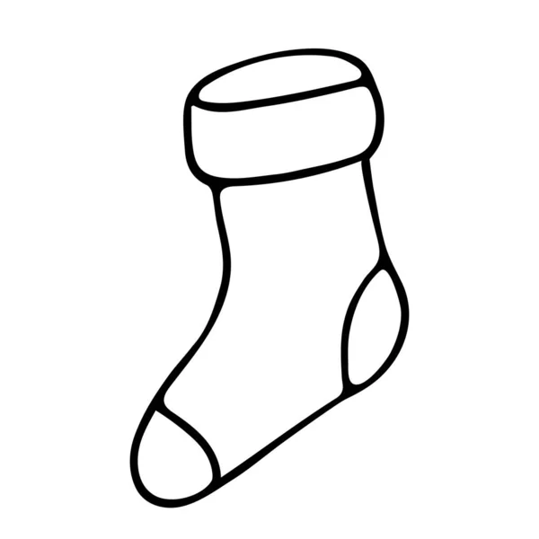 Χριστουγεννιάτικη Κάλτσα Για Δώρα Ζωγραφισμένο Στο Χέρι Στοιχείο Στυλ Σκίτσο — Διανυσματικό Αρχείο