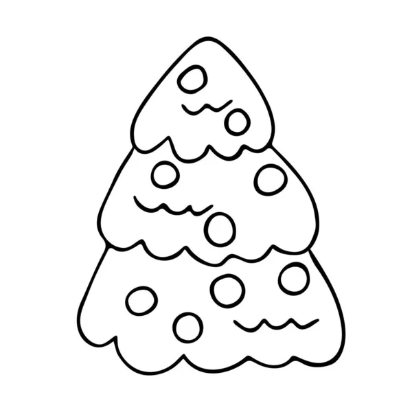 Weihnachtsbaum 2023 Handgezeichnetes Element Skizzenkritzelstil Festliches Design Für Das Neujahrsfest — Stockvektor