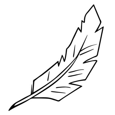 Kuş tüyü kalem, mürekkep kalemi, el çizimi taslak, karalama. Freehand, minimalizm tarzı, çizgi sanatı. İzole Vektör