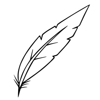 Kuş tüyü kalem, mürekkep kalemi, el çizimi taslak, karalama. Freehand, minimalizm tarzı, çizgi sanatı. İzole Vektör