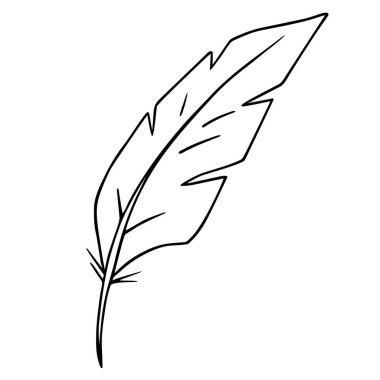Kuş tüyü kalem, mürekkep kalemi, el çizimi taslak, karalama. Freehand, minimalizm tarzı, çizgi sanatı. İzole Vektör