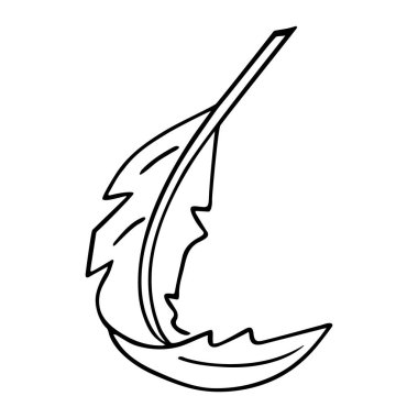 Kuş tüyü kalem, mürekkep kalemi, el çizimi taslak, karalama. Freehand, minimalizm tarzı, çizgi sanatı. İzole Vektör