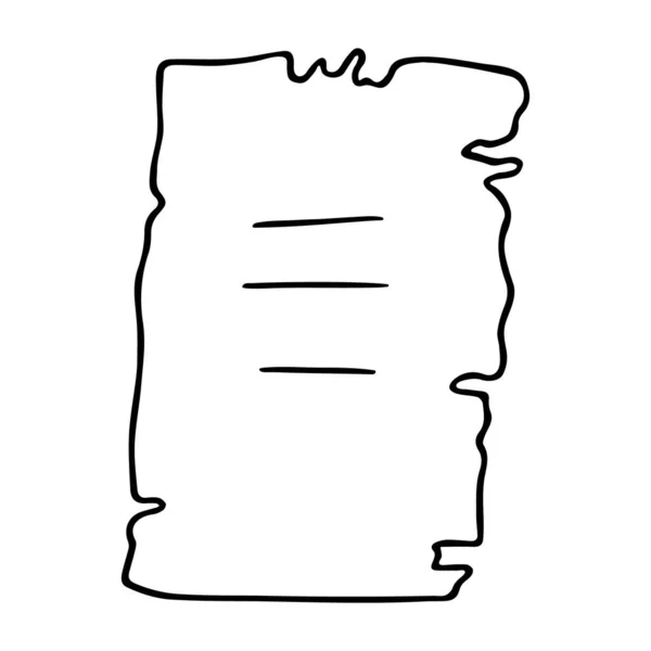Folha Pergaminho Documento Carta Papiro Curvo Esboço Desenhado Mão Esboço —  Vetores de Stock