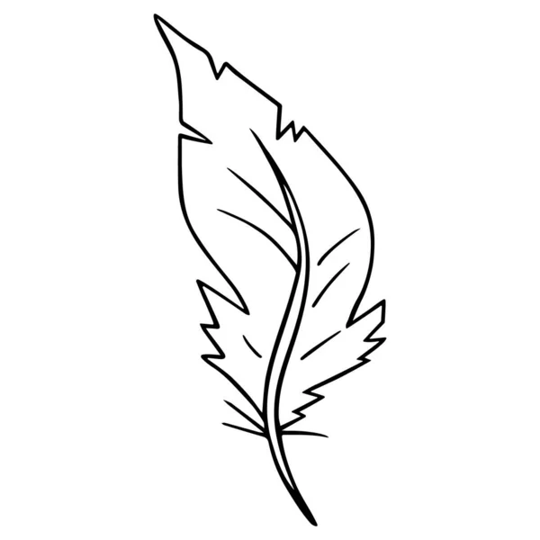 Fågelfjäderpenna Bläckpenna Handritad Kontur Doodle Skiss Frihand Minimalistisk Stil Linjekonst — Stock vektor