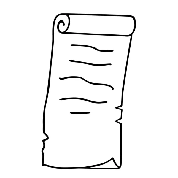 Desplazamiento Pergamino Hoja Papel Documento Carta Papiro Curvado Esquema Dibujado — Vector de stock