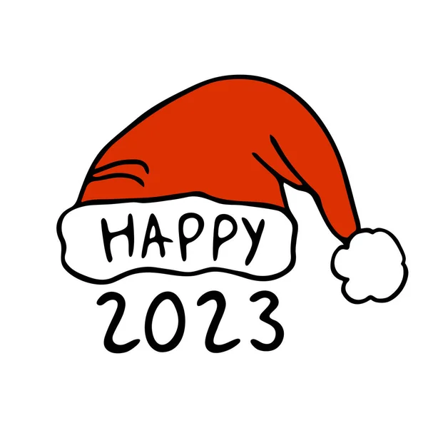 Χειροποίητη Αφίσα Για Νέο Έτος 2023 Καπέλο Νέου Έτους Χριστουγεννιάτικο — Διανυσματικό Αρχείο