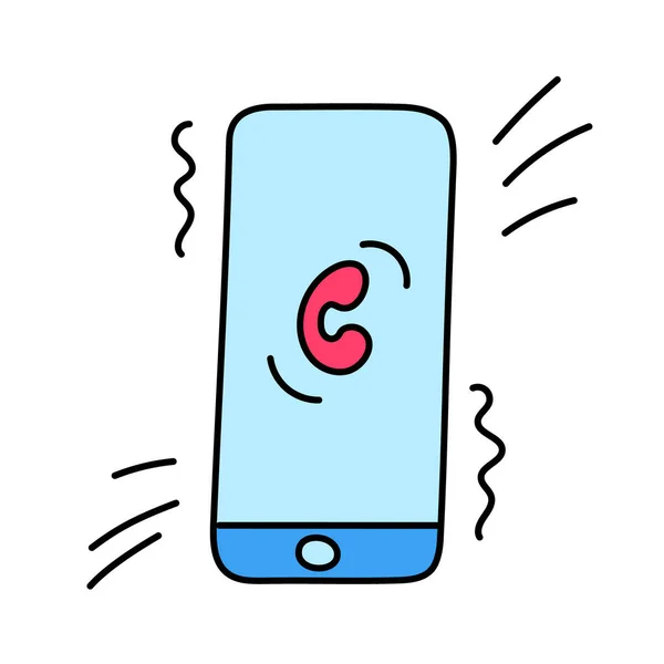 Ícone Doodle Smartphone Desenho Mão Gadget Eletrônico Com Tela Sensível — Vetor de Stock