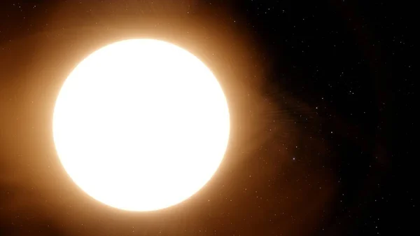 Sun up close, huge star in space, hot star 3d render
