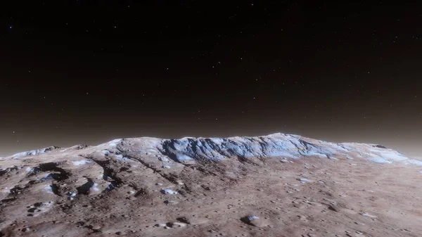 The surface of a distant planet. Unusual terrain of exoplanet, planet surface 3d render