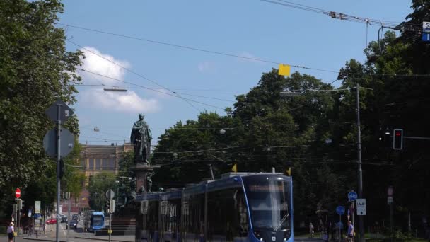 Pohled Ulici Centru Mnichova Německo Slunečného Dne Létě — Stock video