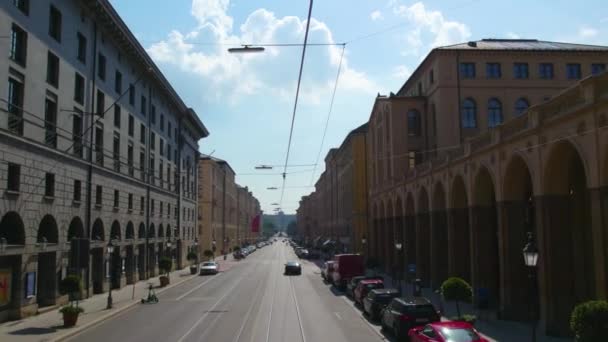 Vista Aérea Uma Rua Munique Alemanha Partir Topo Autocarro Dois — Vídeo de Stock
