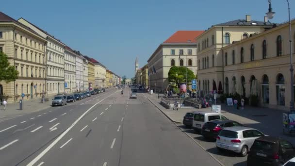 Terbang Jalan Jalan Munich Bavaria Jerman Atas Bus Decker Ganda — Stok Video