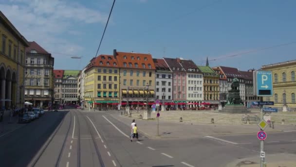 Volando Por Las Calles Munich Baviera Alemania Parte Superior Autobús — Vídeos de Stock