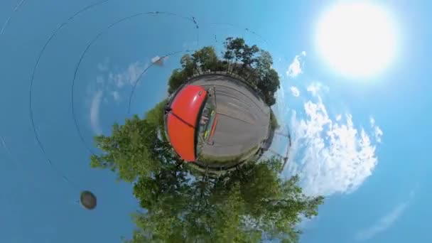 Little Planet Format Driving Streets Munich Sunny Day Summer — Stock Video