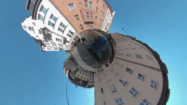 Kleiner Planet Format Einer Straßenbahn München Einem Sonnigen Sommertag — Stockvideo