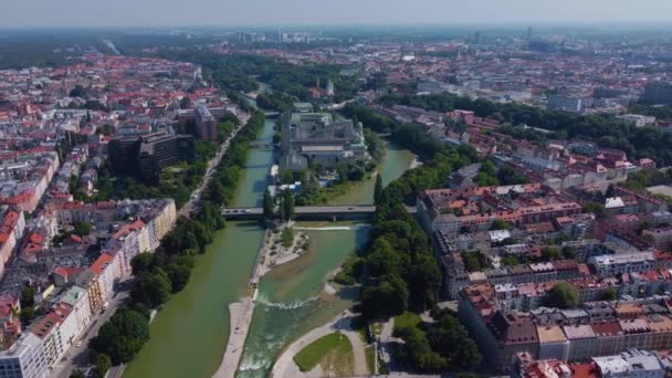 Luftaufnahme Der Stadt München Bayern Deutschland Einem Sonnigen Sommertag — Stockvideo