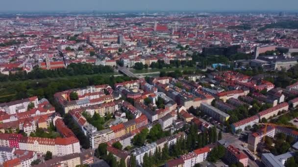 Légi Felvétel Város München Bajorországban Németország Egy Napsütéses Napon Nyáron — Stock videók