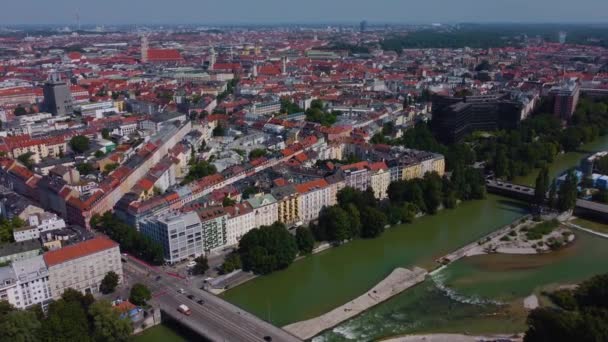 Légi Felvétel Főváros München Bajorország Németországban Egy Napsütéses Napon Nyáron — Stock videók