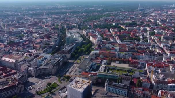 Letecký Pohled Hlavní Město Mnichov Bavorska Německu Slunečného Letního Dne — Stock video