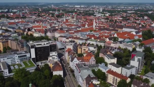 Vista Aérea Alrededor Ciudad Augsburgo Alemania Baviera Soleado Día Verano — Vídeos de Stock