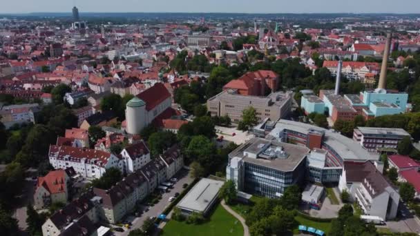 Flygfoto Runt Staden Augsburg Tyskland Bayern Solig Sommardag — Stockvideo