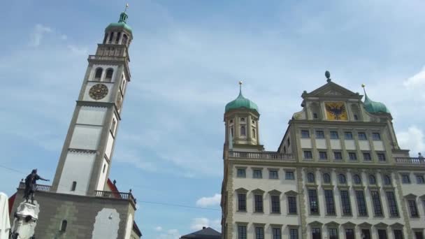Yazın Güneşli Bir Günde Almanya Nın Eski Augsburg Şehrinde Pan — Stok video