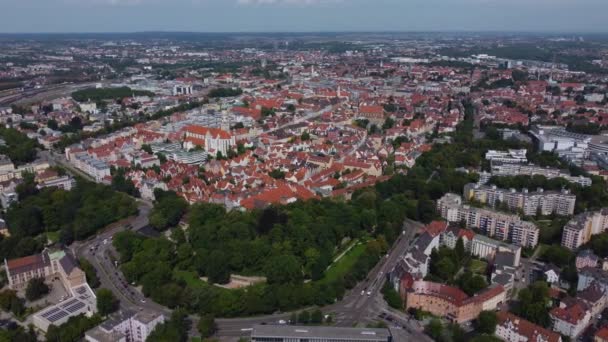 Flygfoto Runt Staden Augsburg Tyskland Bayern Solig Sommardag — Stockvideo