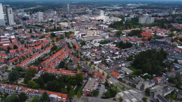 Luchtfoto Met Uitzicht Eindhoven Nederland Een Zonnige Winderige Ochtend — Stockvideo