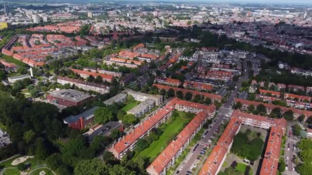 Luftaufnahme Rund Leiden Den Niederlanden Einem Sonnigen Und Windigen Morgen — Stockvideo