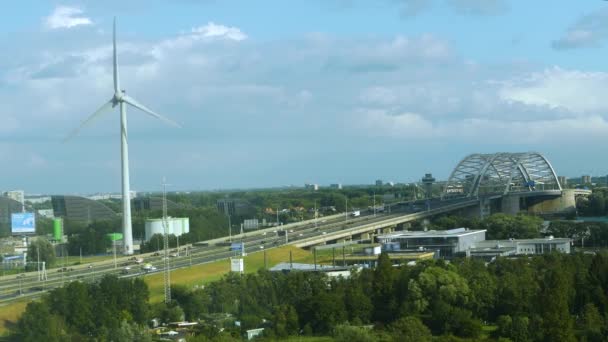 Luchtfoto Van Het Tijdsverloop Rond Stad Rotterdam Een Late Namiddag — Stockvideo