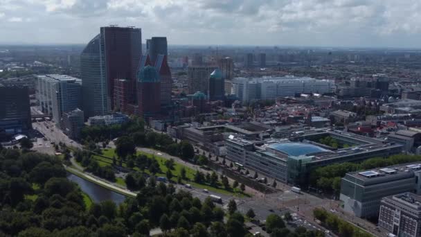 Aerial View Den Haag Netherlands Sunny Windy Morning Day — Stock Video