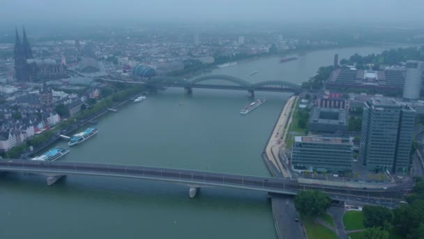 Vista Panorâmica Aérea Cidade Velha Colônia Uma Manhã Chuvosa Nublada — Vídeo de Stock