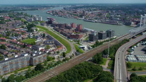 Luchtfoto Van Stad Dordrecht Een Zonnige Dag Zomer — Stockvideo
