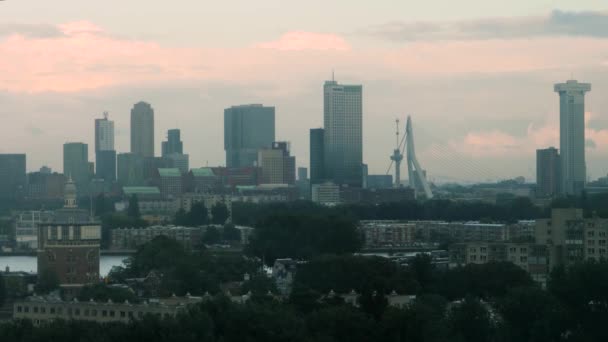 Widok Lotu Ptaka Wokół Miasta Rotterdam Dolnej Części Kraju Późnym — Wideo stockowe