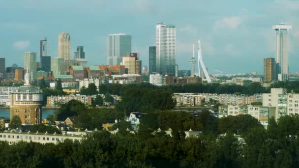 Aerial View Time Lapse City Rotterdam Netherlands Late Afternoon — Stock Video