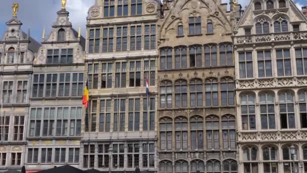 Vista Del Mercado Casco Antiguo Amberes Bélgica Día Soleado Por — Vídeos de Stock