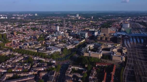 Letecký Pohled Město Utrecht Podzemí Slunečného Dne Létě — Stock video