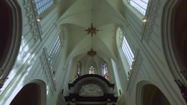 Innenansicht Der Kathedrale Unserer Lieben Frau Antwerpen Einem Sonnigen Tag — Stockvideo