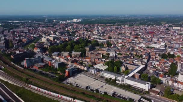 Vista Aérea Torno Cidade Mechelen Bélgica Uma Manhã Ensolarada Verão — Vídeo de Stock